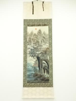JAPANESE HANGING SCROLL / HAND PAINTED / Mt. PENGLAI 